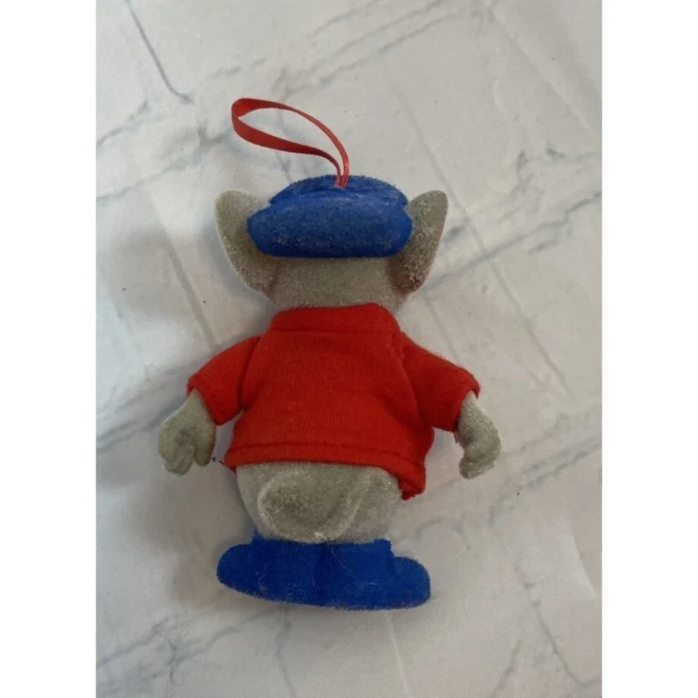 Vintage 90s Disney The Rescuers Flocked Christmas‎ Ornament BERNARD Mouse